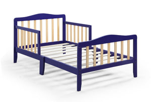 English Elm Birdie Toddler Bed Solid Wood Frame with Panel Headboard and Dual Guardrails Blue B02257203