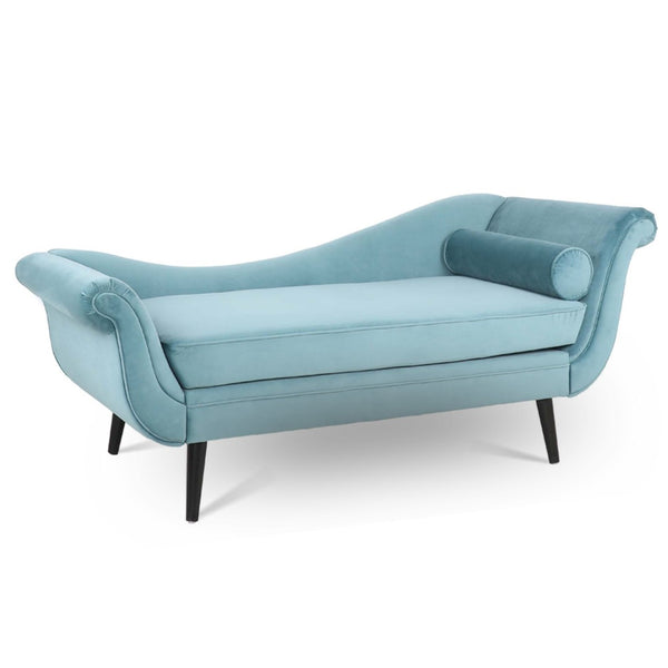 English Elm Chaise Lounge Scroll Arm Upholstered Parlor Chair with Birch Legs and Pocket Spring W68034327