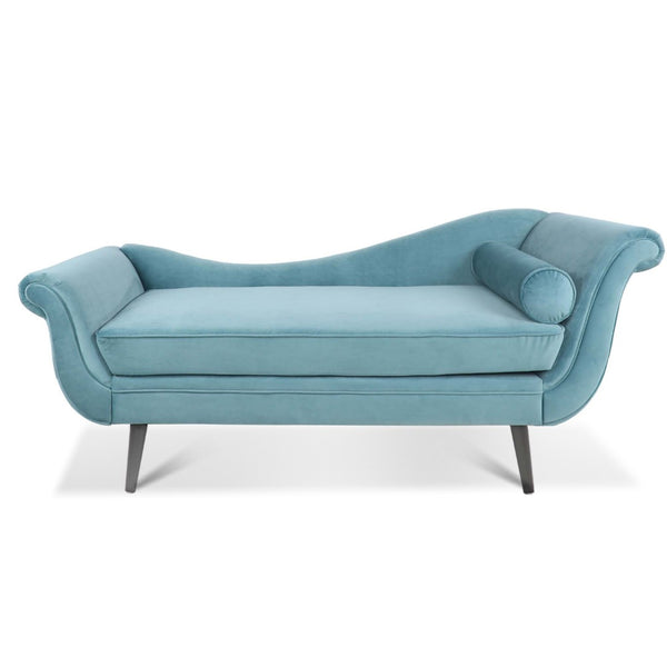English Elm Chaise Lounge Scroll Arm Upholstered Parlor Chair with Birch Legs and Pocket Spring W68034327
