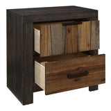 English Elm Unique Style Nightstand 1 Piece Multi-Tone Wire Brushed Finishes 2X Dovetail Drawers Distinct Style Bedroom Furniture