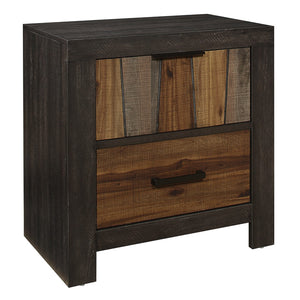 English Elm Unique Style Nightstand 1 Piece Multi-Tone Wire Brushed Finishes 2X Dovetail Drawers Distinct Style Bedroom Furniture