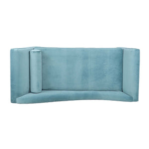 English Elm Chaise Lounge Scroll Arm Upholstered Parlor Chair with Birch Legs and Pocket Spring W68034327