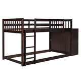 Hearth and Haven Danno Twin over Twin Bunk Bed with 4 Drawers and 3 Shelves, Espresso