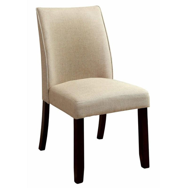 English Elm Classic Ivory Upholstered Side Chairs Set of 2 — Espresso Solid Wood Frame, Padded Linen-Look Seats, Contemporary Design B01158420