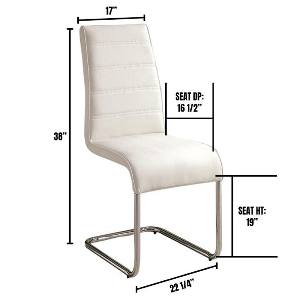 English Elm Contemporary White Padded Leatherette Side Chairs Set of 2 – Curved Modern Dining Chairs with Chrome Legs and Plush Seats B01158418