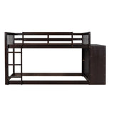 Hearth and Haven Danno Twin over Twin Bunk Bed with 4 Drawers and 3 Shelves, Espresso