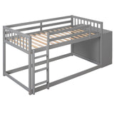 Hearth and Haven Danno Twin over Twin Bunk Bed with 4 Drawers and 3 Shelves, Grey