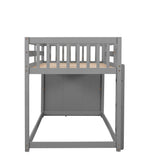 Hearth and Haven Danno Twin over Twin Bunk Bed with 4 Drawers and 3 Shelves, Grey