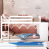 Hearth and Haven Danno Twin over Twin Bunk Bed with 4 Drawers and 3 Shelves, White