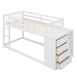 Hearth and Haven Danno Twin over Twin Bunk Bed with 4 Drawers and 3 Shelves, White