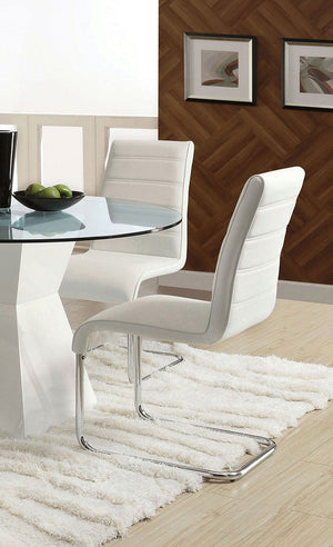 English Elm Contemporary White Padded Leatherette Side Chairs Set of 2 – Curved Modern Dining Chairs with Chrome Legs and Plush Seats B01158418
