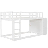 Hearth and Haven Danno Twin over Twin Bunk Bed with 4 Drawers and 3 Shelves, White