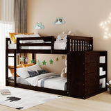 Hearth and Haven Danno Twin over Twin Bunk Bed with 4 Drawers and 3 Shelves, Espresso