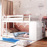 Hearth and Haven Danno Twin over Twin Bunk Bed with 4 Drawers and 3 Shelves, White