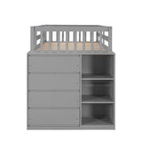 Hearth and Haven Danno Twin over Twin Bunk Bed with 4 Drawers and 3 Shelves, Grey