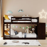 Hearth and Haven Danno Twin over Twin Bunk Bed with 4 Drawers and 3 Shelves, Espresso