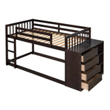 Hearth and Haven Danno Twin over Twin Bunk Bed with 4 Drawers and 3 Shelves, Espresso