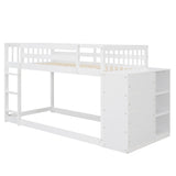 Hearth and Haven Danno Twin over Twin Bunk Bed with 4 Drawers and 3 Shelves, White