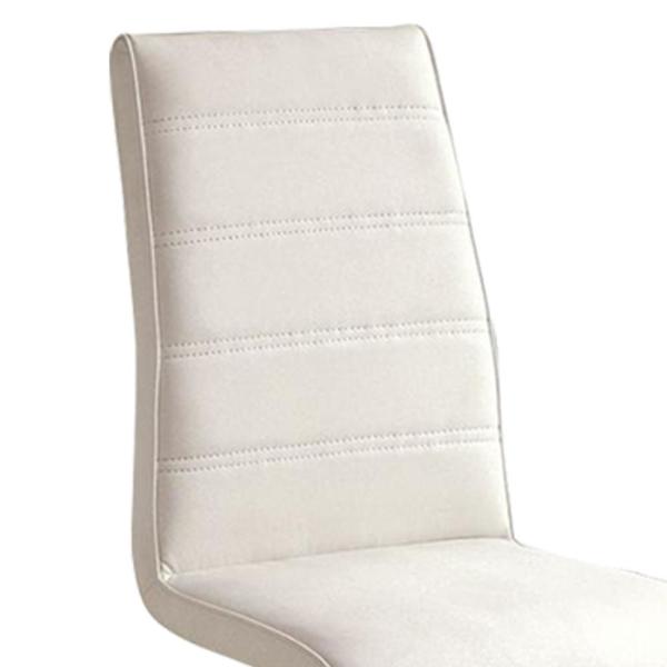 English Elm Contemporary White Padded Leatherette Side Chairs Set of 2 – Curved Modern Dining Chairs with Chrome Legs and Plush Seats B01158418