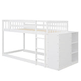 Hearth and Haven Danno Twin over Twin Bunk Bed with 4 Drawers and 3 Shelves, White