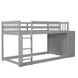 Hearth and Haven Danno Twin over Twin Bunk Bed with 4 Drawers and 3 Shelves, Grey