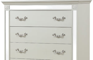 English Elm Milan White Mirror-Trimmmed Chest of Drawers — Romantic-Era Elegance, Luxury Finish & Dazzling Detail B00956628