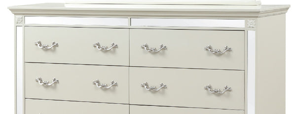 English Elm Milan Solid & Engineered Wood Dresser with Metal Handles, Smooth Ball-Bearing Drawers, White Finish B00956630