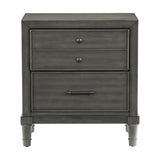 English Elm Transitional Style Gray Finish 1 Piece Nightstand Of Drawers Versatile Look Bedroom Furniture