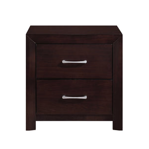 English Elm Espresso Finish Contemporary Design 1 Piece Nightstand Of Drawers Silver Tone Pulls Bedroom Furniture