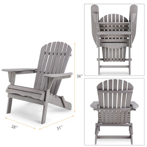 English Elm Wood Solid Cedar Folding Adirondack Chair Set of 2 for Patio Backyard Outdoor W139058446