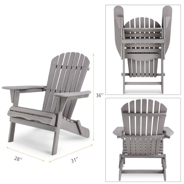 English Elm Wood Solid Cedar Folding Adirondack Chair Set of 2 for Patio Backyard Outdoor W139058446