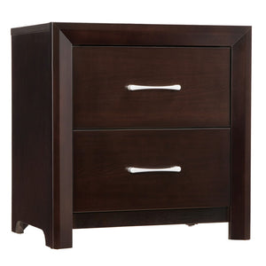 English Elm Espresso Finish Contemporary Design 1 Piece Nightstand Of Drawers Silver Tone Pulls Bedroom Furniture