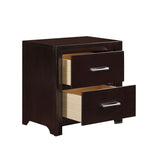 English Elm Espresso Finish Contemporary Design 1 Piece Nightstand Of Drawers Silver Tone Pulls Bedroom Furniture