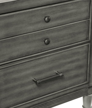 English Elm Transitional Gray Wittenberry 7-Drawer Dresser with Dark Bronze Hardware, Okume Veneer, 58"x19"x36.5" B011P147531