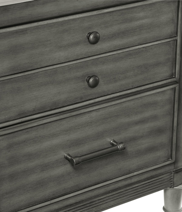English Elm Transitional Gray Wittenberry 7-Drawer Dresser with Dark Bronze Hardware, Okume Veneer, 58"x19"x36.5" B011P147531