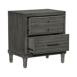 English Elm Transitional Style Gray Finish 1 Piece Nightstand Of Drawers Versatile Look Bedroom Furniture