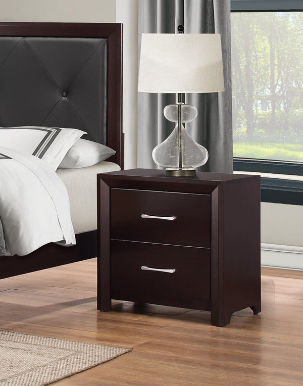 English Elm Espresso Finish Contemporary Design 1 Piece Nightstand Of Drawers Silver Tone Pulls Bedroom Furniture