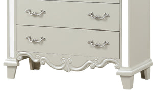 English Elm Milan White Mirror-Trimmmed Chest of Drawers — Romantic-Era Elegance, Luxury Finish & Dazzling Detail B00956628