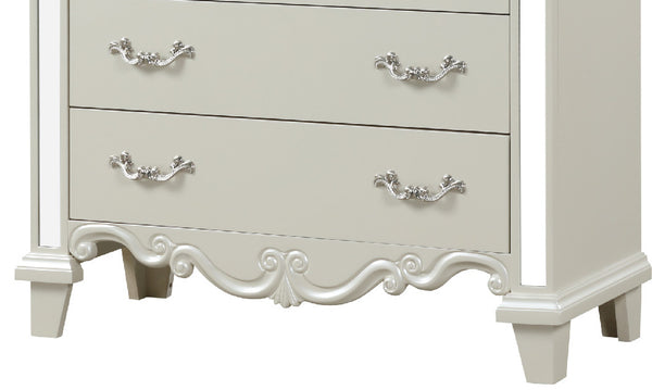 English Elm Milan White Mirror-Trimmmed Chest of Drawers — Romantic-Era Elegance, Luxury Finish & Dazzling Detail B00956628