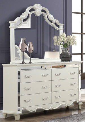 English Elm Milan Solid & Engineered Wood Dresser with Metal Handles, Smooth Ball-Bearing Drawers, White Finish B00956630