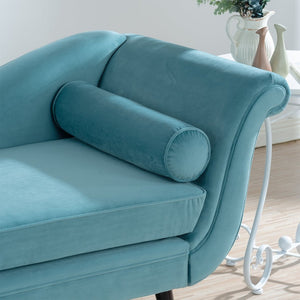 English Elm Chaise Lounge Scroll Arm Upholstered Parlor Chair with Birch Legs and Pocket Spring W68034327