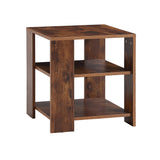 English Elm Square Side Table,Simple Style Design,3-Tier End Table,Wood Living Room Nightstand,Bedroom,Easy Assembly,1-Pack, Rustic Brown