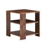 English Elm Square Side Table,Simple Style Design,3-Tier End Table,Wood Living Room Nightstand,Bedroom,Easy Assembly,1-Pack, Rustic Brown