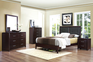 English Elm Espresso Queen Bed Faux Leather Tufted Headboard Contemporary Upholstered Platform Frame 63"x83.5" B011S00230