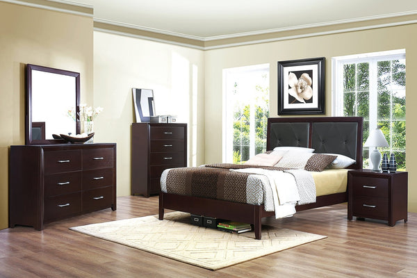 English Elm Espresso Six Drawer Wide Dresser with Silver Bar Pulls for Contemporary Bedroom B01165905