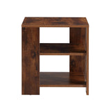 English Elm Square Side Table,Simple Style Design,3-Tier End Table,Wood Living Room Nightstand,Bedroom,Easy Assembly,1-Pack, Rustic Brown