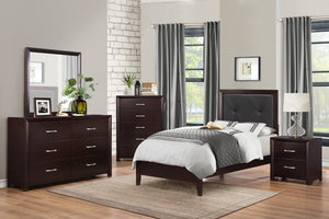English Elm Espresso Six Drawer Wide Dresser with Silver Bar Pulls for Contemporary Bedroom B01165905