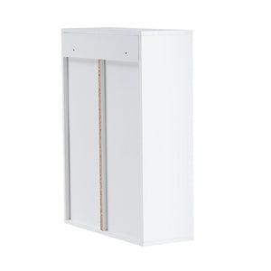 English Elm Wood Wall Mounted Bathroom Cabinet White Sliding Door Five Compartment Storage Organizer W126550952