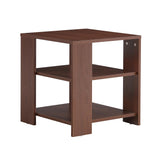 Hearth and Haven Square Side Table, Simple Style Design, 3-Tier End Table, Wood Living Room Nightstand, Bedroom, Easy Assembly, 1-Pack, Classic Brown W126550963