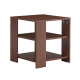 English Elm Square Side Table,Simple Style Design,3-Tier End Table,Wood Living Room Nightstand,Bedroom,Easy Assembly,1-Pack, Classic Brown